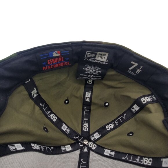 TEXAS RANGERS Hat Cap MLB Baseball Camo Logo Pattern Fitted 71/8 New Era 59fifty - Picture 8 of 8